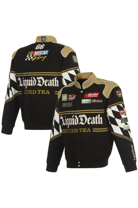 Men's JH Design Black NASCAR Liquid Death Full-Snap Twill Uniform Jacket