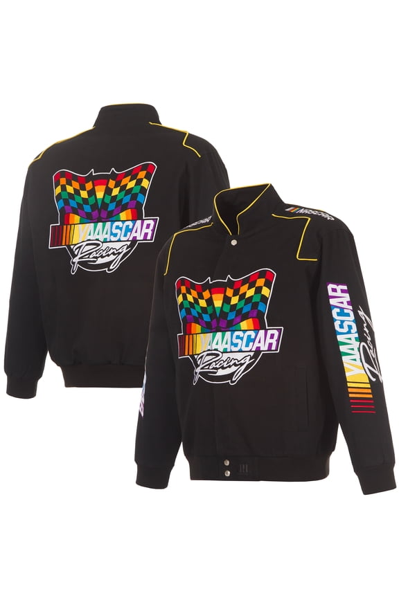 Men's JH Design Black NASCAR Merchandise YAAASCAR Pride Full-Snap Jacket