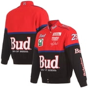 Mens JH Design Black/Red Ken Schrader Bud King of Beers Twill Driver Uniform Full-Snap Jacket