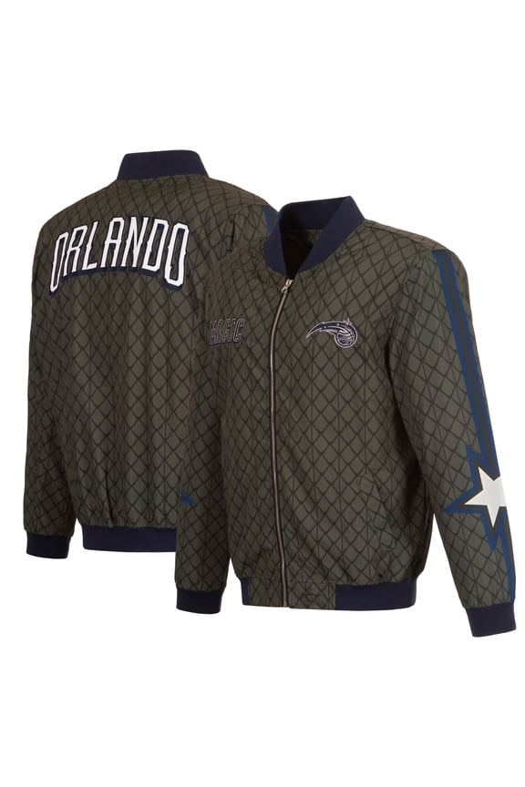 Men's JH Design Charcoal Orlando Magic 2022/23 City Edition Full-Zip Nylon Bomber Jacket