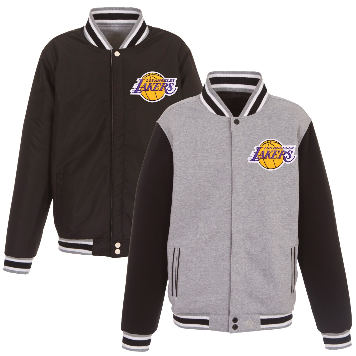 JH Design Men's Los Angeles Lakers Black Varsity Jacket, XL