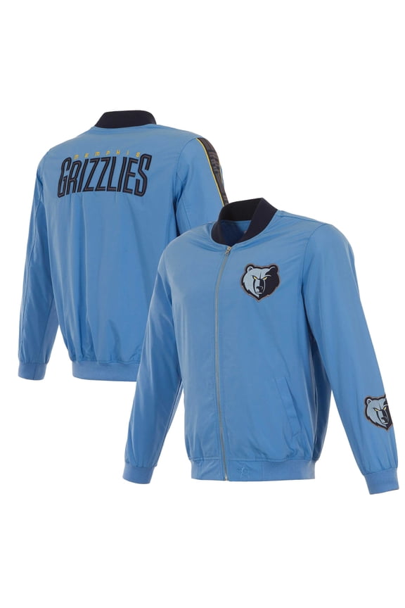 Men's JH Design Light Blue Memphis Grizzlies Full-Zip Bomber Jacket