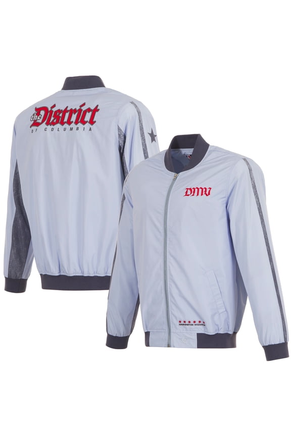 Men's-JH Design Light Blue Washington Wizards 2024/25 City Edition Full-Zip Nylon Bomber Jacket