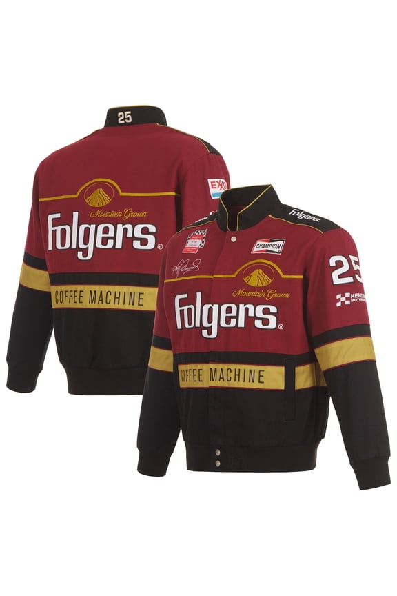 Men's JH Design  Maroon/Black Tim Richmond Folgers Twill Uniform Full-Snap Jacket