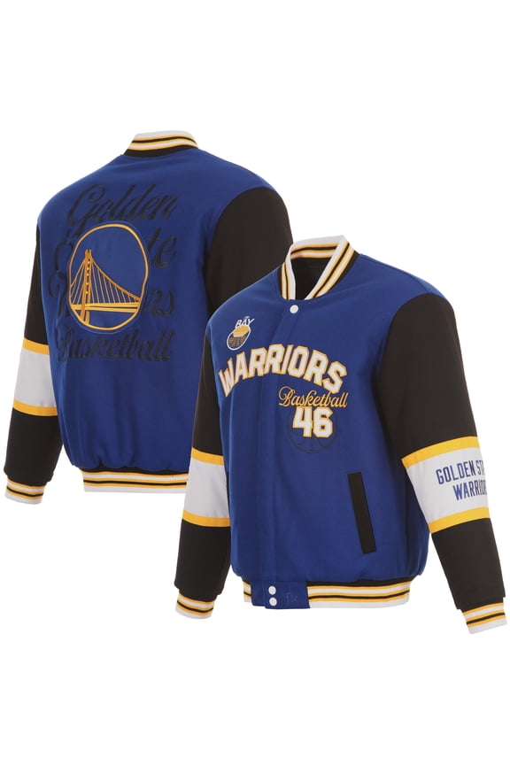 Men's-JH Design  Royal Golden State Warriors Reversible Wool Full-Zip Jacket