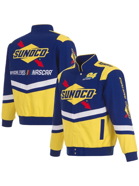 Men's JH Design Royal/Yellow NASCAR Sunoco Full-Snap Twill Uniform Jacket