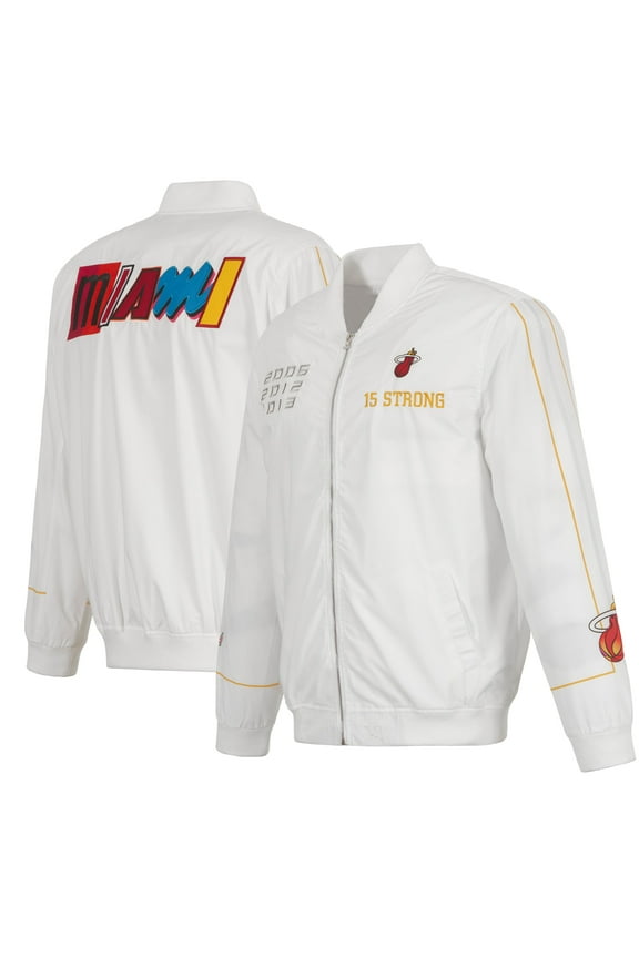 Men's JH Design White Miami Heat 2022/23 City Edition Full-Zip Nylon Bomber Jacket