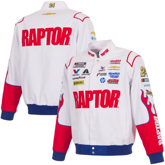 Men's JH Design White William Byron 2026 Raptor Full-Snap Twill Racing Jacket
