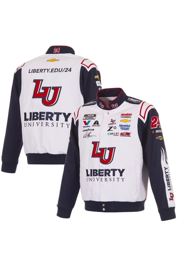 Men's JH Design White William Byron Liberty University Full-Snap Twill Uniform Jacket