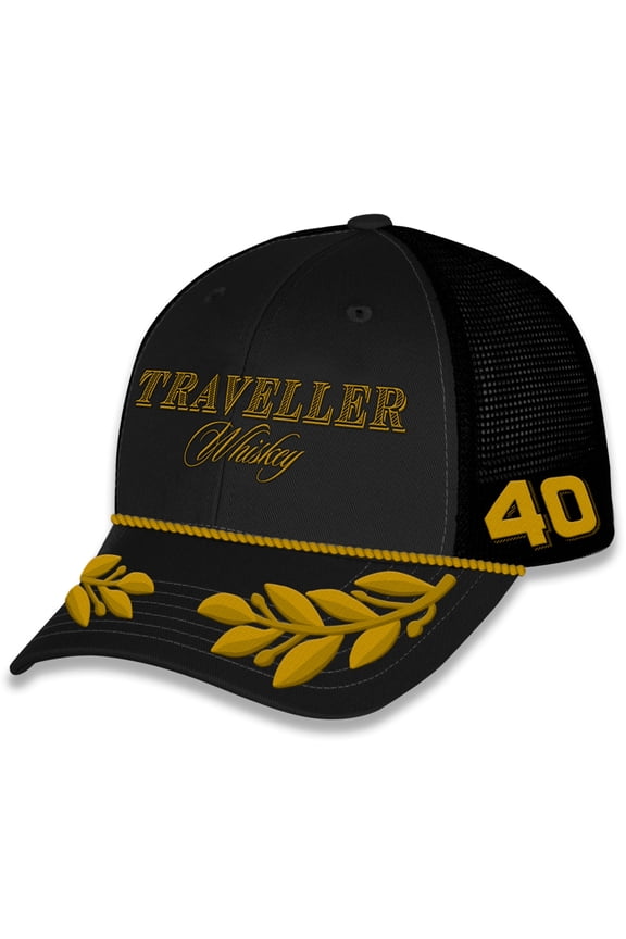 Men's JR Motorsports Official Team Apparel Black/Gold Justin Allgaier Traveller Whiskey Trucker Adjustable Hat