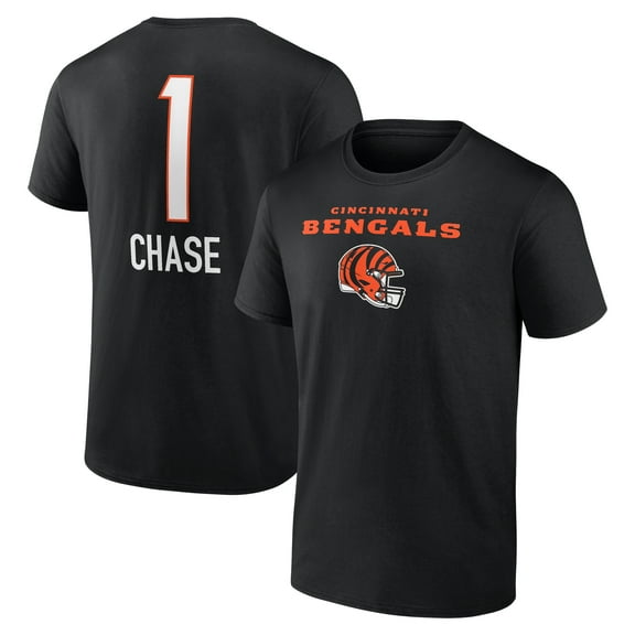 Men's Ja'Marr Chase Black Cincinnati Bengals Team Wordmark Player Name & Number T-Shirt