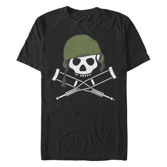 Men's Jackass Military Skull And Crutches Logo Graphic T-Shirt