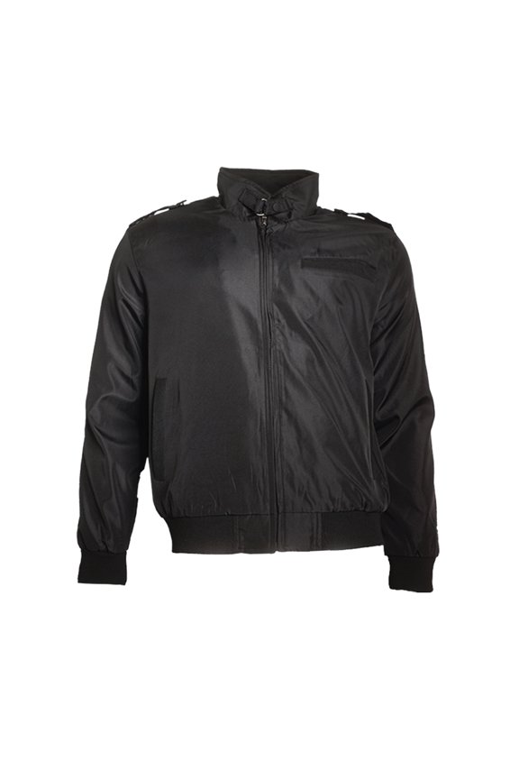 Men's Jacket Athletic Lightweight Water Resistant Full-Zip Slim Fit Racer Coat, Black, 2XL