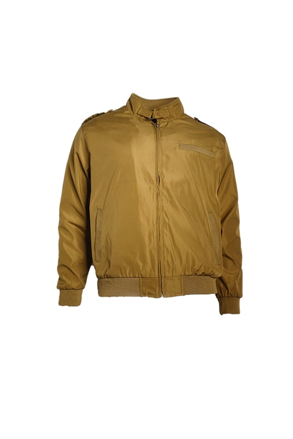 Men's Jacket Athletic Lightweight Water Resistant Full-Zip Slim Fit Racer Coat, Light Brown, 3XL