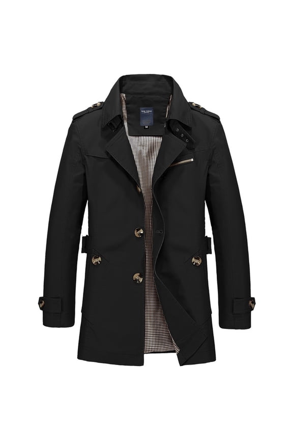 Men's Jacket Casual Dressy Turndown Collar Longline Jacket Button Up Long Sleeve Solid Color Classic Fit Men Jacket Casual