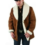 Mens Jacket Coat Sheepskin Real Leather Sheep Fur Color Brown