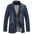 thumbnail image 1 of Men's Jacket Denim Jacket Spring and Autumn Suit Blazer Jeans Patchwork Leather Slim Fit Jacket, 1 of 10