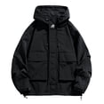 thumbnail image 1 of Men's Jacket Fashion Casual Outdoor Workwear Pocket Loose Hooded Jackets Buttons Coat, 1 of 2