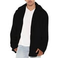 thumbnail image 1 of Men's Jacket Full Zip Open Front Coat Lightweight Warm Outdoor Casual Lined Pockets Wind Black 3XL, 1 of 5