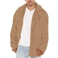 thumbnail image 1 of Men's Jacket Full Zip Open Front Coat Lightweight Warm Outdoor Casual Lined Pockets Wind Brown M, 1 of 5