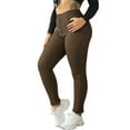 thumbnail image 1 of Leggings with Pockets for Women High Waisted Fleece Workout Button Down Yoga Pants Comfortable Stretchy Activewear (L, Coffee), 1 of 8