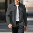 thumbnail image 1 of Men's Jacket Gray Button Down Casual Shacket Shirt Fall Winter Collar Button-Up Outerwear, 1 of 8