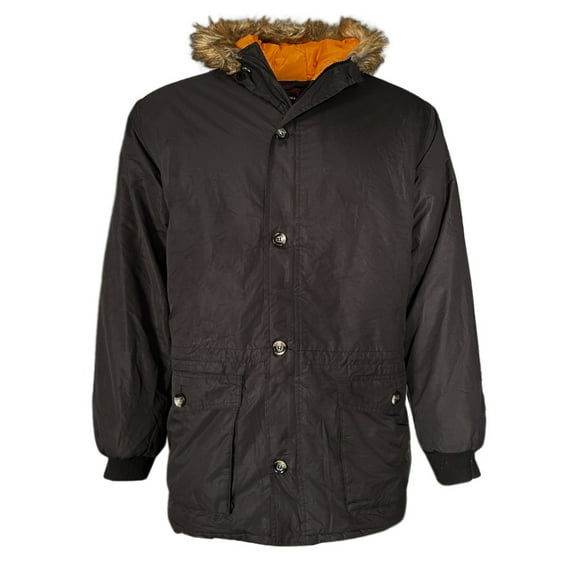 Men's Jacket Heavy Weight Puffer Water Resistant Faux Fur Trim Hood Parka Coat, Black, 3XL