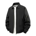 thumbnail image 1 of Men's Jacket Lightweight Black Zip Up Windbreaker Bomber Jacket Fall Winter Casual Softshell Mens Clothes, 1 of 3