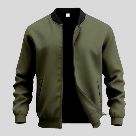 Men's Jacket Lightweight Casual Windbreaker Zip Up Coat With Pocket