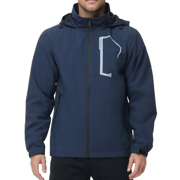 Men's Jacket Lightweight Waterproof Hooded Rain Jacket Outdoor Raincoat Shell Jacket for Hiking Travel