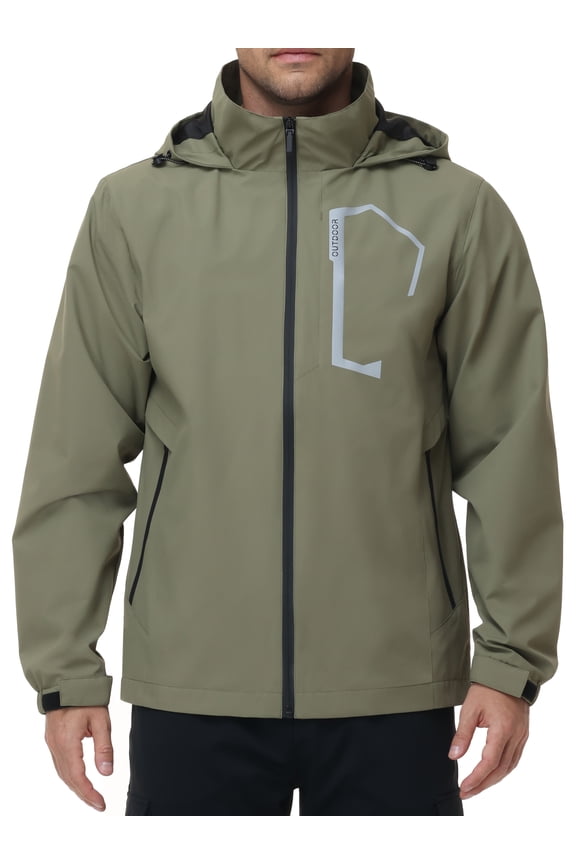 Men's Jacket Lightweight Waterproof Hooded Rain Jacket Outdoor Raincoat Shell Jacket for Hiking Travel