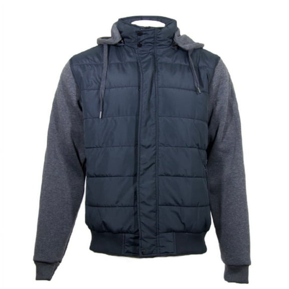 Men's Jacket Long Sleeve Drawstring Closure Hooded Casual Hybrid Sweatshirt Coat, Grey, L