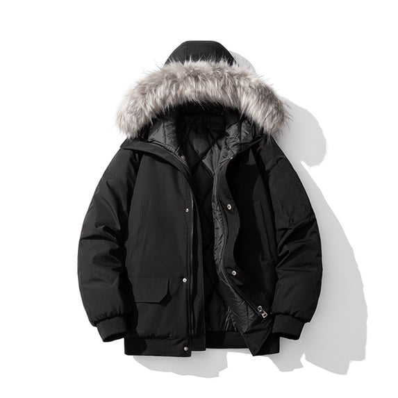 Men's Jacket Men's Casual Hooded Solid Color Zipper Winter Warm Long Sleeve Parkas Jacket Men Jackets for Men Light Jackets for Men Winter Jackets for Men Coats for Men