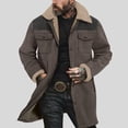 thumbnail image 1 of Men's Jacket Men's Coat Suede Color Blocked Jacket Pocket Zipper Coat, 1 of 9