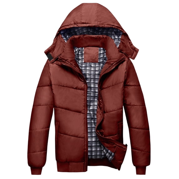 Men's Jacket Men's Solid Color Hooded Jacket Padded Jacket Fashion Padded Jacket Men's Warm Padded Jacket,Jacket Men Jackets for Men Light Jackets for Men Winter Jackets for Men Coats for Men