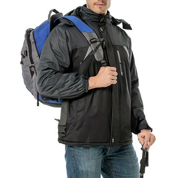 Men's Jacket Mens Rain Jackets Waterproof with Hood Plus Size Sherpa Fleece Lined Zip up Winter Coats Outdoor Stand Collar Long Cuffed Sleeve Windproof Jackets Warm Thermal Ski Snow Outerwear