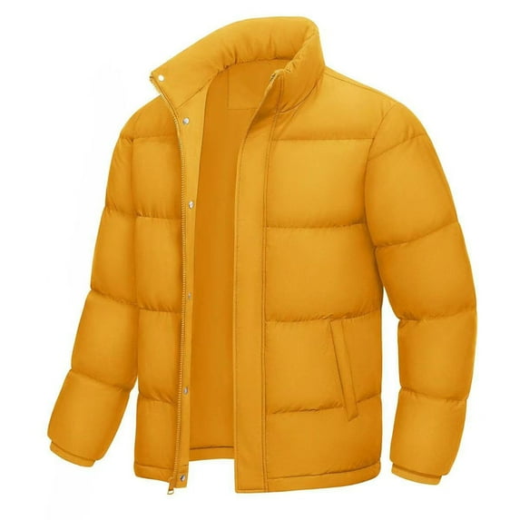 Men's Jacket Oversized Splice Quilted Lightweight Puffer Jacket Stand Collar Jacket Zipper Pockets Casual Padded Coat