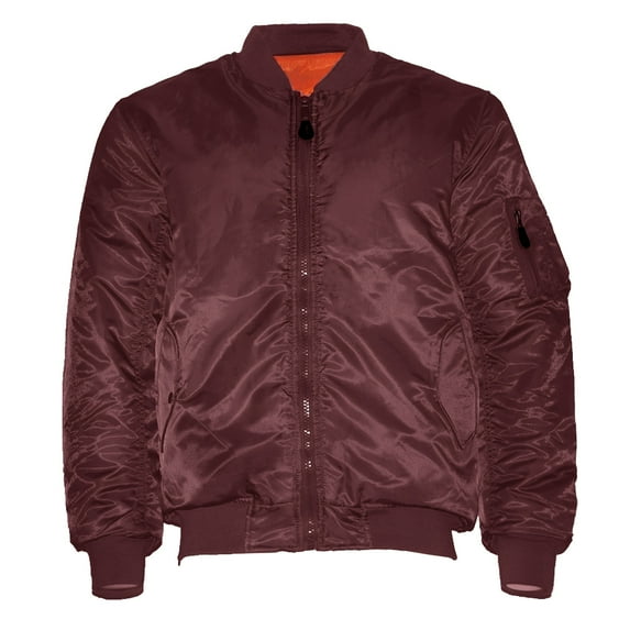 Men's Jacket Premium Padded Water Resistant Reversible Flight Bomber Outerwear, Burgundy, 3XL