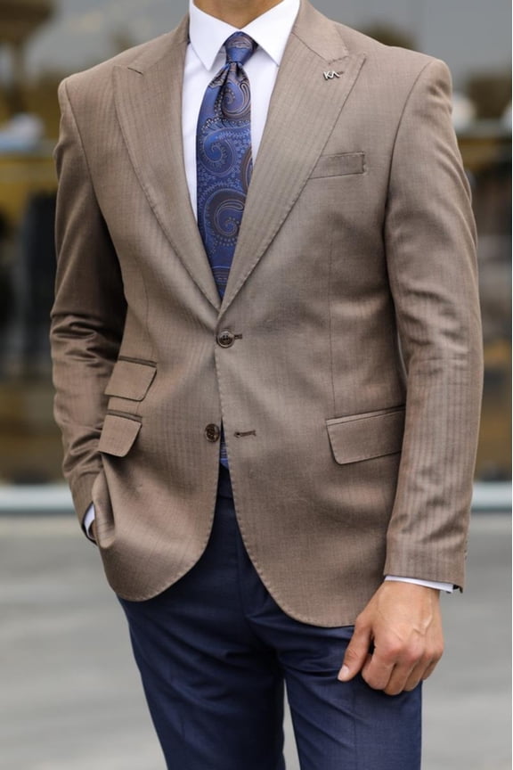 Men's Jacket, Slim Fit 88% Wool Custom Made Modern Camel Jacket