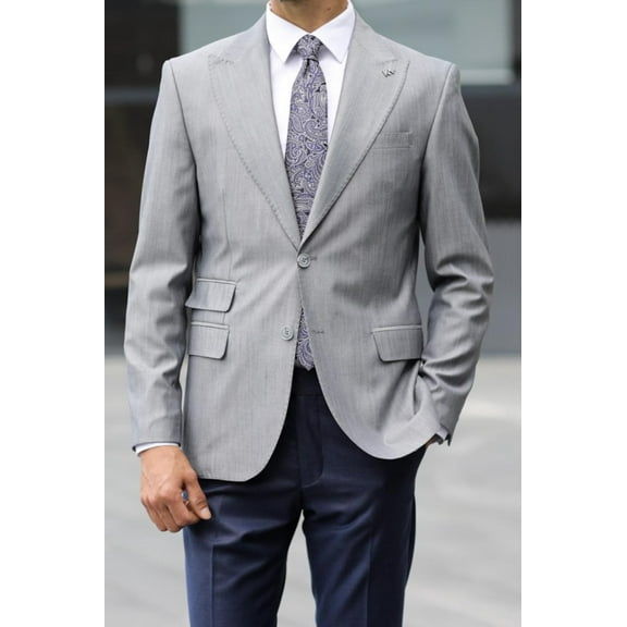 Men's Jacket, Slim Fit Wool Stylish Handmade Classic Design Grey Jacket