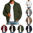 thumbnail image 1 of Men's Jacket Solid Color Long Sleeve Zip Up Lapel Jacket Lightweight Outdoor Hiking Casual Workwear Windbreaker, 1 of 9