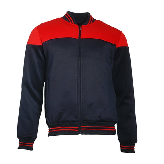 Men's Jacket Stylish Lightweight Multi Pocket Mesh Track Full-Zip Bomber Coat, Black Red, M