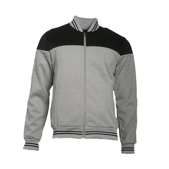 Men's Jacket Stylish Lightweight Multi Pocket Mesh Track Full-Zip Bomber Coat, Grey Black, 2XL
