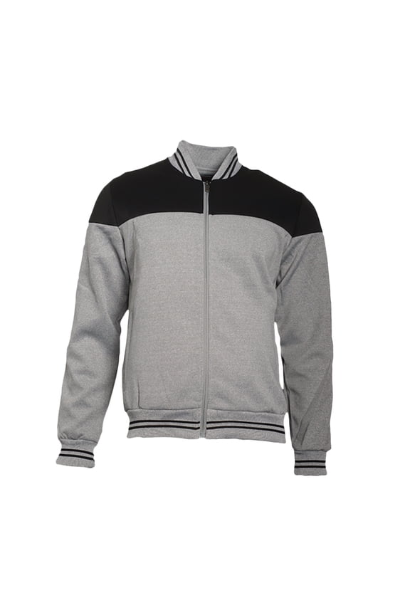 Men's Jacket Stylish Lightweight Multi Pocket Mesh Track Full-Zip Bomber Coat, Grey Black, S