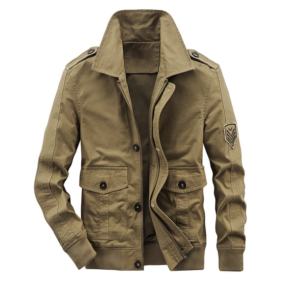 Men's Jacket, Turndown Neck Fall-Winter Outwear Sweater Casual Long Sleeve Slim Fitted Tops Decorate Button Down And Zipper Coat With Pockets