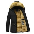 thumbnail image 1 of Men's Jacket Warm Winter Coat for Middle Elderly Lightweight Padded Outerwear with Detachable Hood, 1 of 2