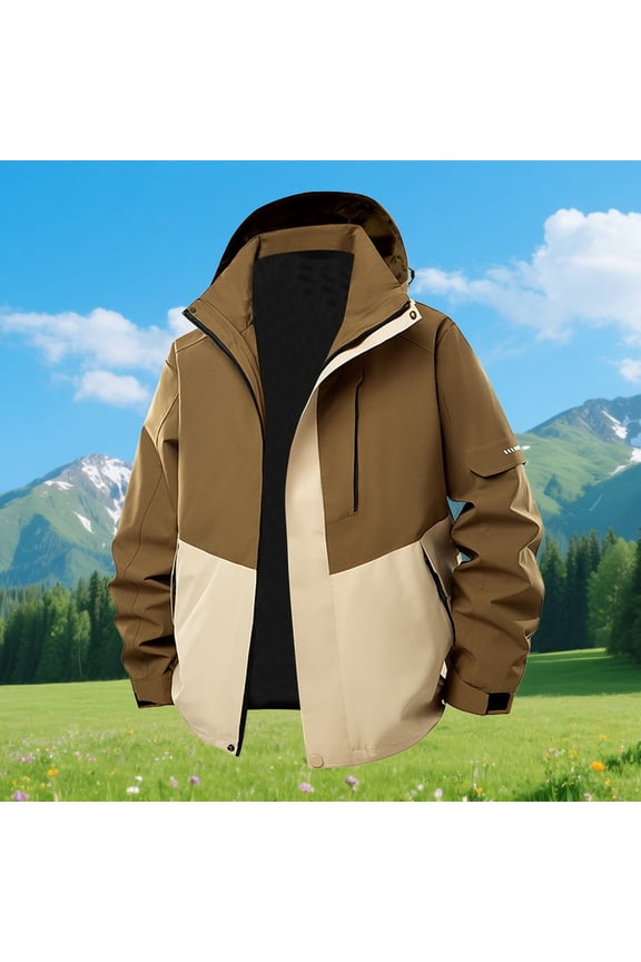 Men's Jacket Waterproof Coat Hooded Raincoat Outdoor Hiking Lightweight Solid Outdoor Climb Sport Run Pocket Zipper Long Sleeved Hooded