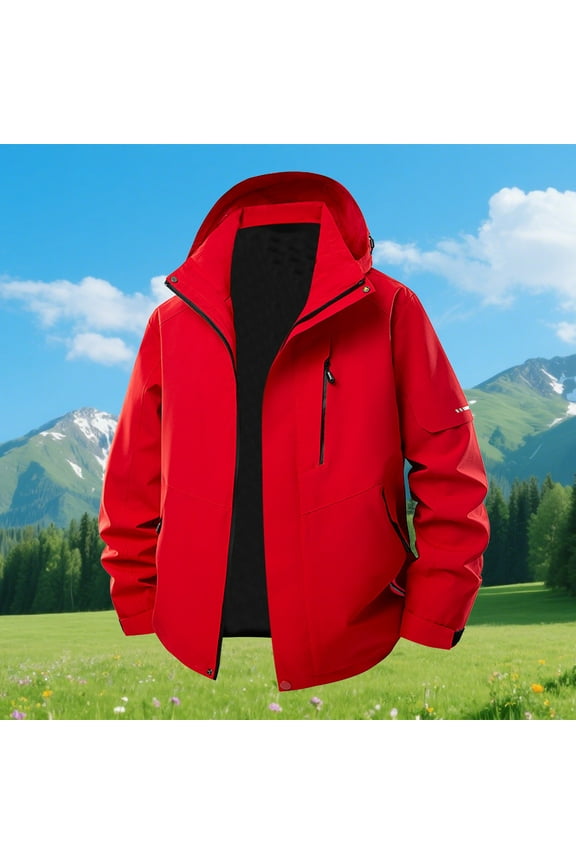 Men's Jacket Waterproof Coat Hooded Raincoat Outdoor Hiking Lightweight Solid Outdoor Climb Sport Run Pocket Zipper Long Sleeved Hooded