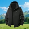 thumbnail image 1 of Men's Jacket Waterproof Coat Hooded Raincoat Outdoor Hiking Lightweight Windbreaker Windproof Jacket for Hiking,Black, 1 of 9