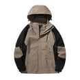 thumbnail image 1 of Men's Jacket Waterproof Coat Hooded Raincoat Outdoor Hiking Lightweight Windbreaker Windproof Jacket for Hiking,Brown, 1 of 8